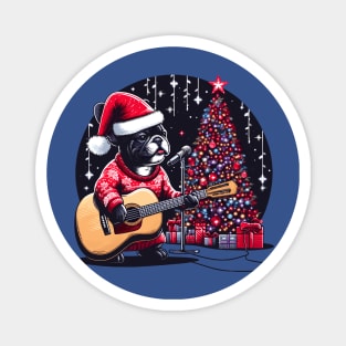 French Bulldog Playing Guitar Christmas Magnet